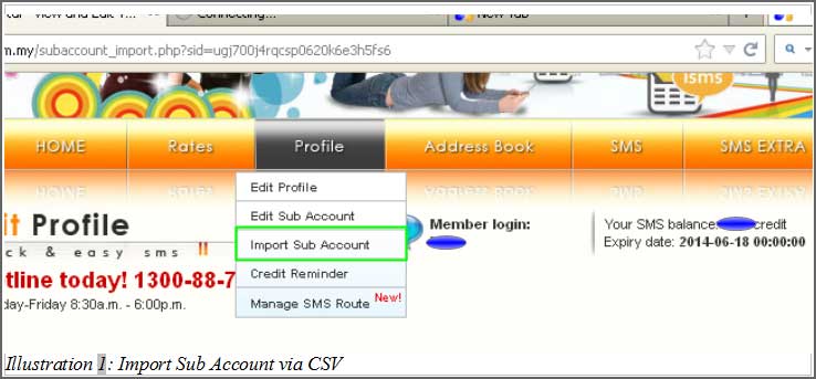 Import Sub Account via Microsoft Excel