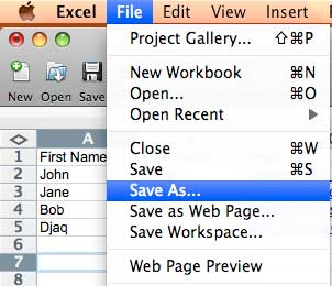 Bulk SMS End User Guide How to Export Microsoft Excel to CSV in Mac OS