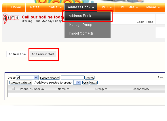 Bulk SMS End User Guide SMS Address Book Add Contact